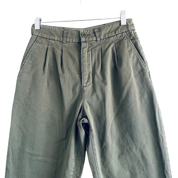 AYR Metropolitan Pleated Trousers Women’s Relaxed Taper Crop Green | Size 0 - Picture 3 of 11